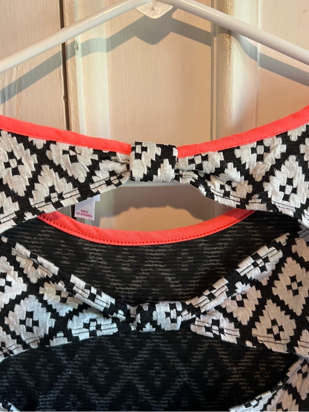 Xhilaration Black & White Geometric Dress with Coral Trim Y2K - Picture 12 of 14
